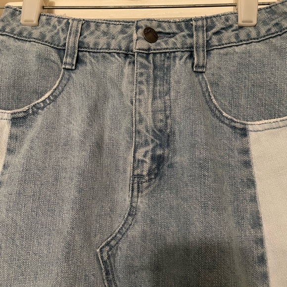 Free people denim two toned skirt size 0 distressed - Picture 2 of 4